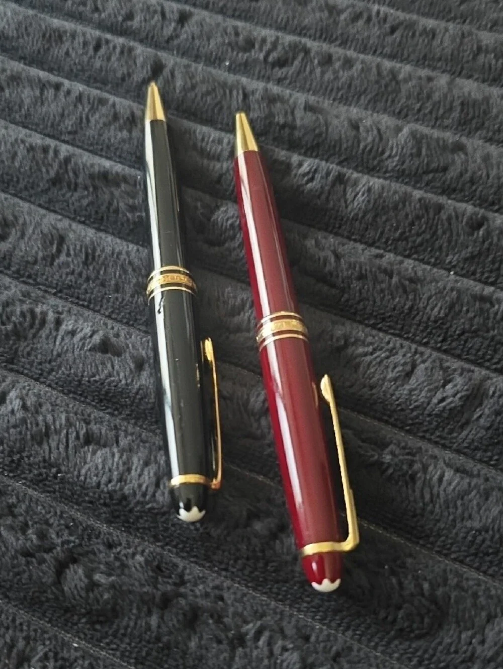 Montblanc Red and Black Ballpoint & Rollerball Pen Set with Gold Accents